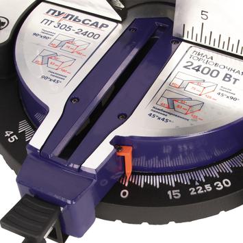 Пила торцовочная ПУЛЬСАР ПТ 305-2400 (2400Вт, 305х30мм, рез 75х180мм,рем. передача, 13,9 кг)