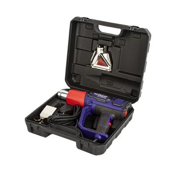 Строительный фен ПУЛЬСАР ФС 2000-2Д (2000Вт, 60-600*C, 300-500л/мин, ЖК-дисплей, 1кг, кейс + 4 насадки)