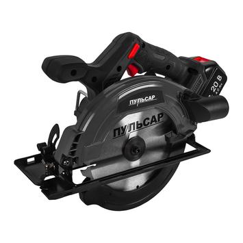 Пила дисковая аккумуляторная ПУЛЬСАР ПДА 20-190Б (20В, 190 мм, 2 акк, 4 Ач, з/устр., коробка)